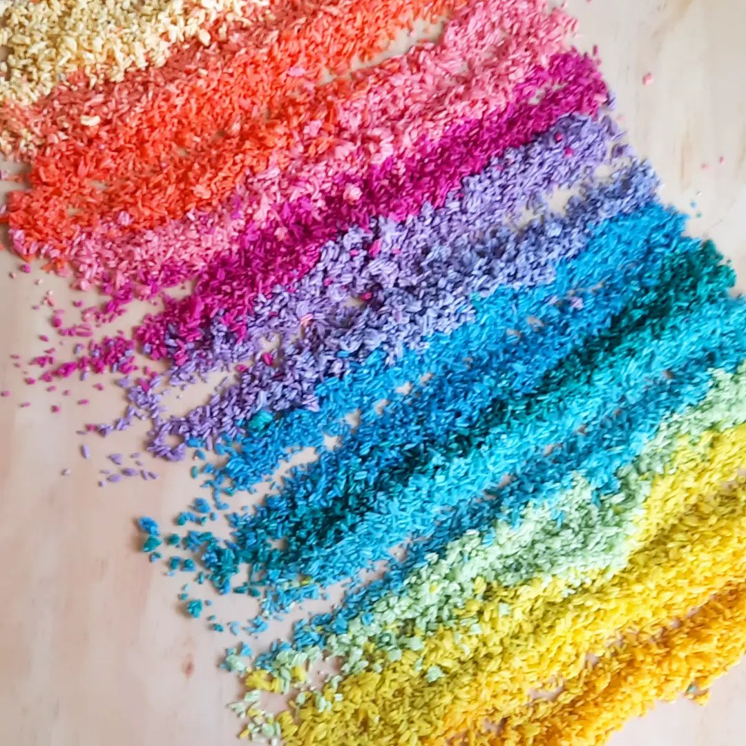 Painted Rice Making your own rainbow sensory rice – Ema Lou kids art craft